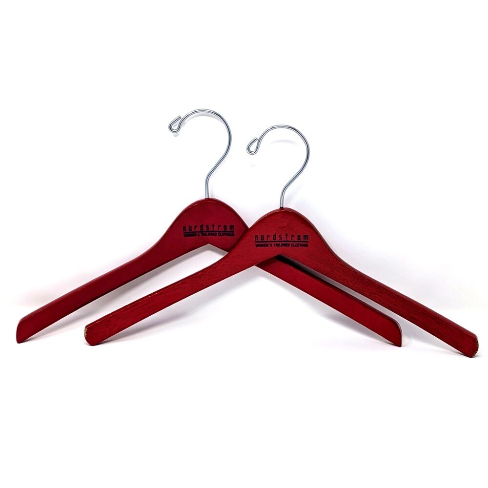 Vtg Nordstrom Women's Tailored Clothing Red Wooden Hanger Lot | TAIWAN, RARE